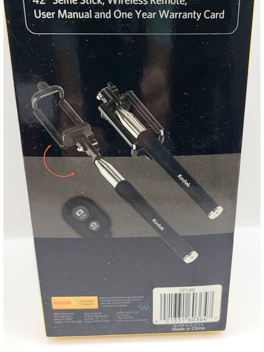 Kodak Selfie Stick SP140 Wireless Bluetooth Remote Control Compact 42 Inch - Picture 6 of 8